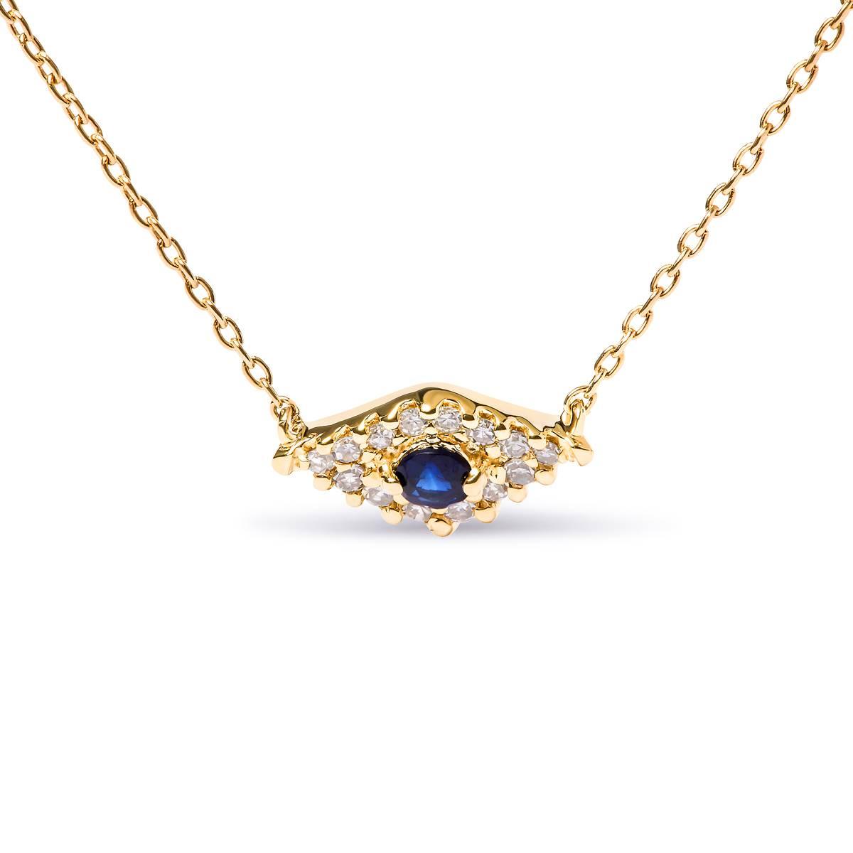 Haus of Brilliance 10kt. Gold Blue Sapphire & Diamond Pendant