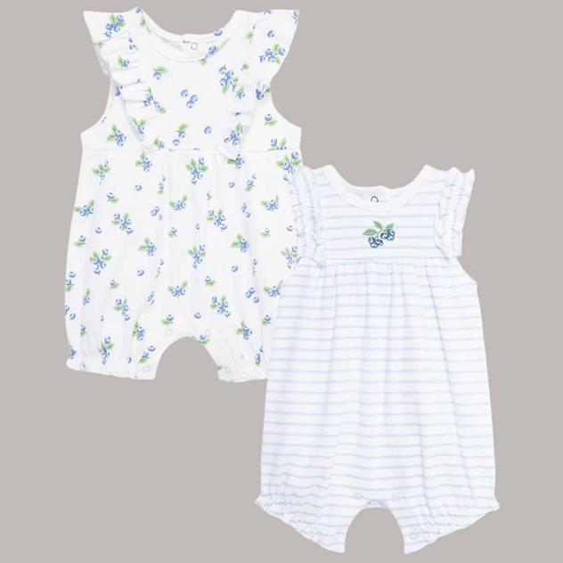 Baby Girl (3-12M) Little Me® 2pk. Blueberry Rompers