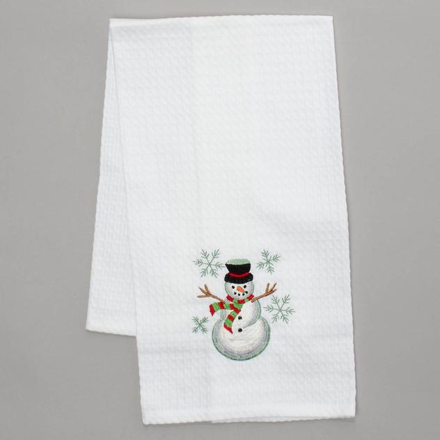 Frosted Snowman Waffle Kitchen Towel