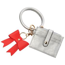 Womens DS Fashion Metallic Card Case Wristlet w/ Charm