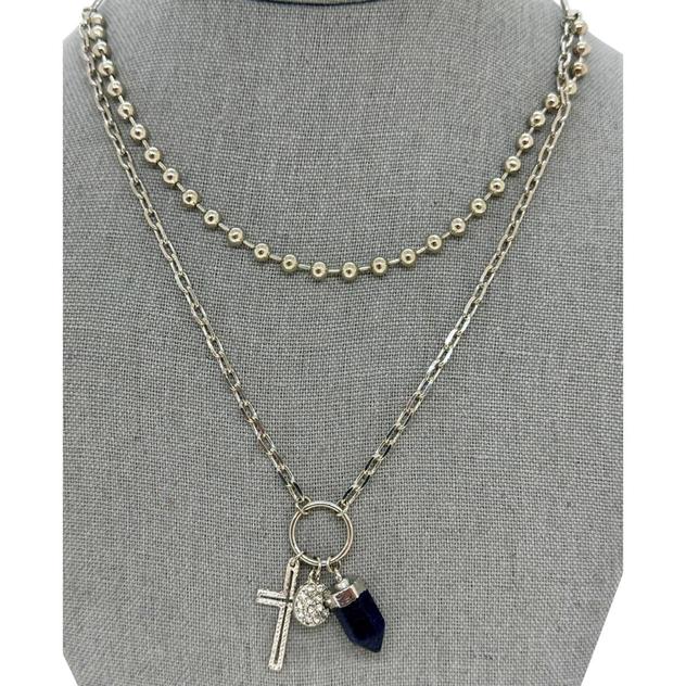 Ashley Cross Charm Layered Necklace