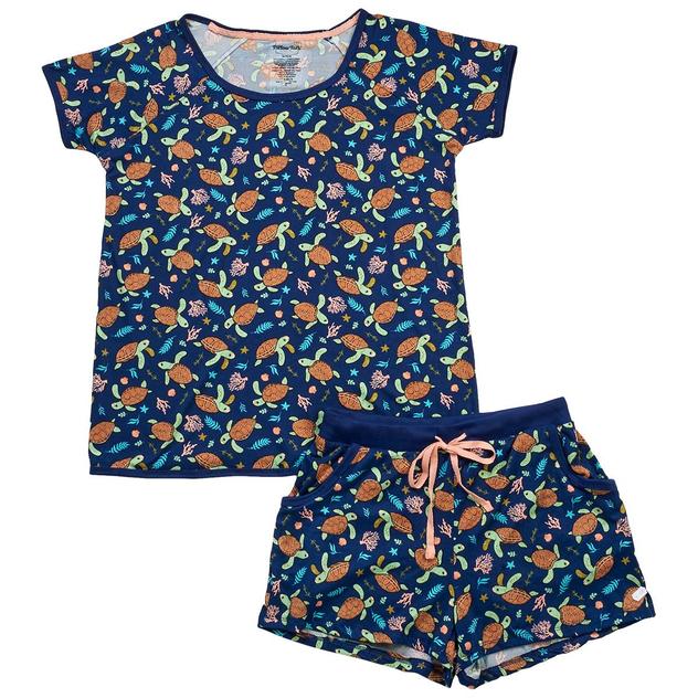 Juniors Pillow Talk Short Sleeve Turtles Boxer Pajama Set