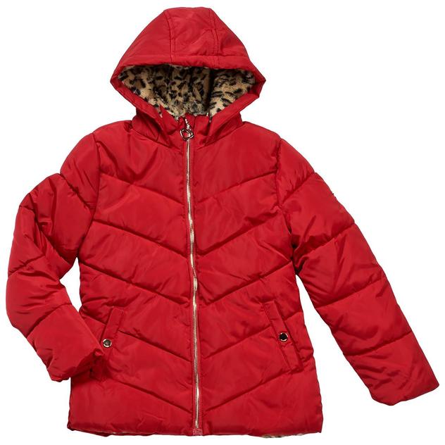 Girls (7-16) Kensie Girl Faux Memory Chevron Heart Puffer Jacket