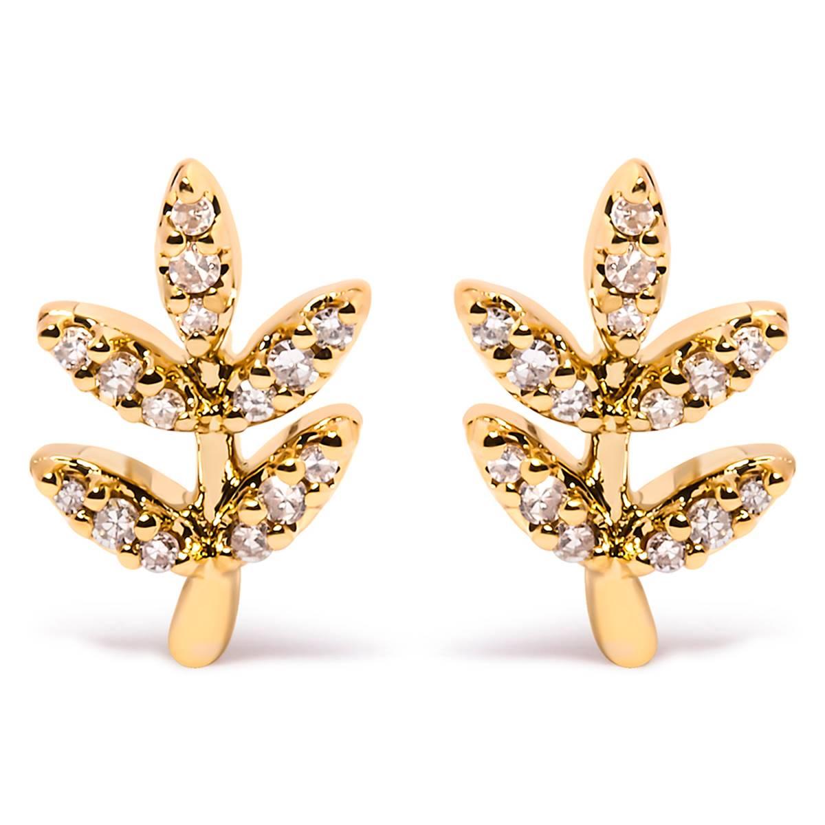 Haus of Brilliance 10kt. Gold 1/10ctw. Diamond Branch Earrings