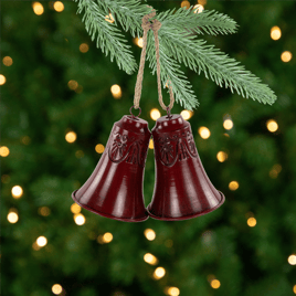 Northlight 2pc. Embossed Burgundy Christmas Bell Ornaments