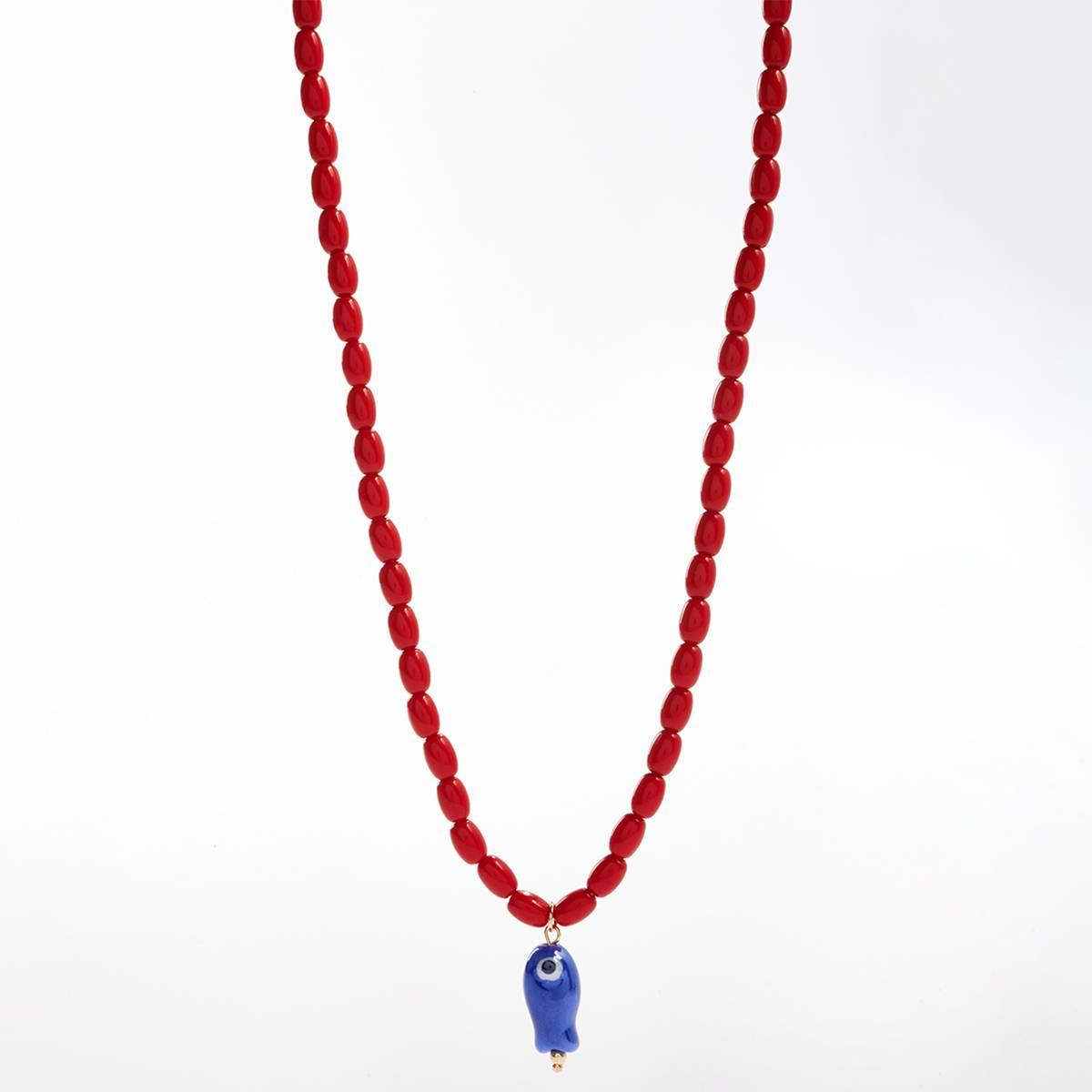 Ashley Beaded Necklace with Ceramic Fish Pendant