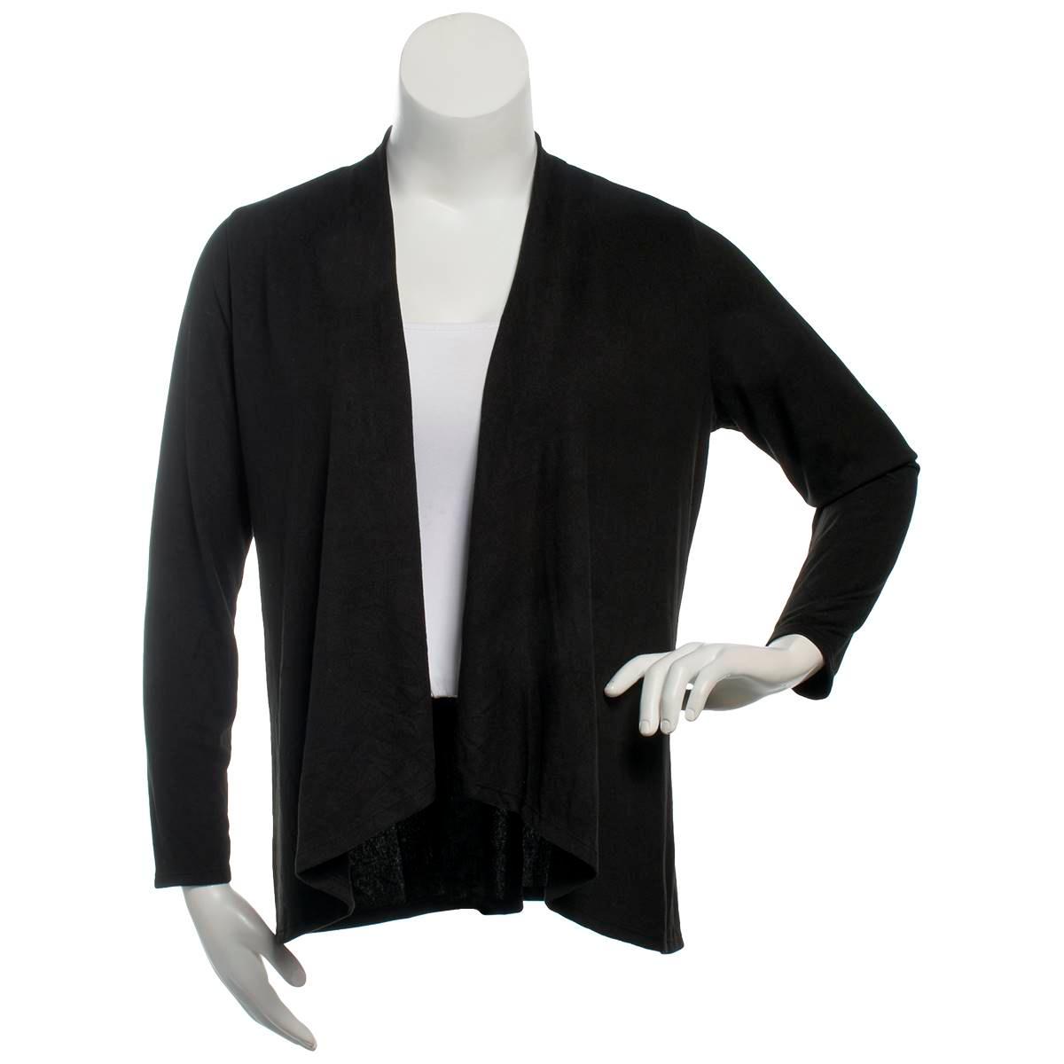 Womens Notations Long Sleeve Solid Hacci Open Cardigan