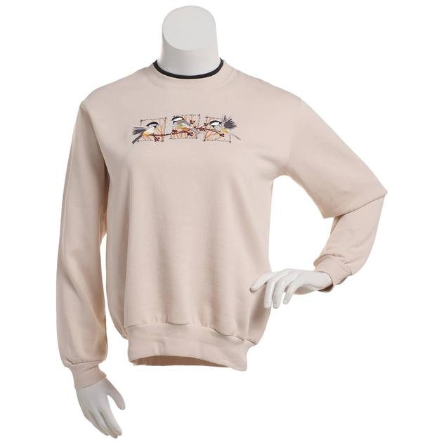 Womens Top Stitch by Morning Sun Chickadee Fleece Sweatshirt
