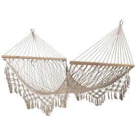 Northlight Seasonal Lattice Macrame Rope Hammock with Wooden Bars