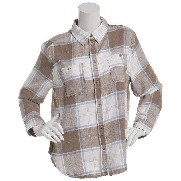 Juniors Love Tree Boyfriend Slim Plaid Flannel Casual Button Down