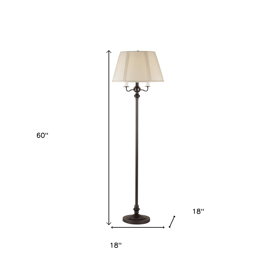 HomeRoots 60in. Bronze Four Light Floor Lamp With Square Shade