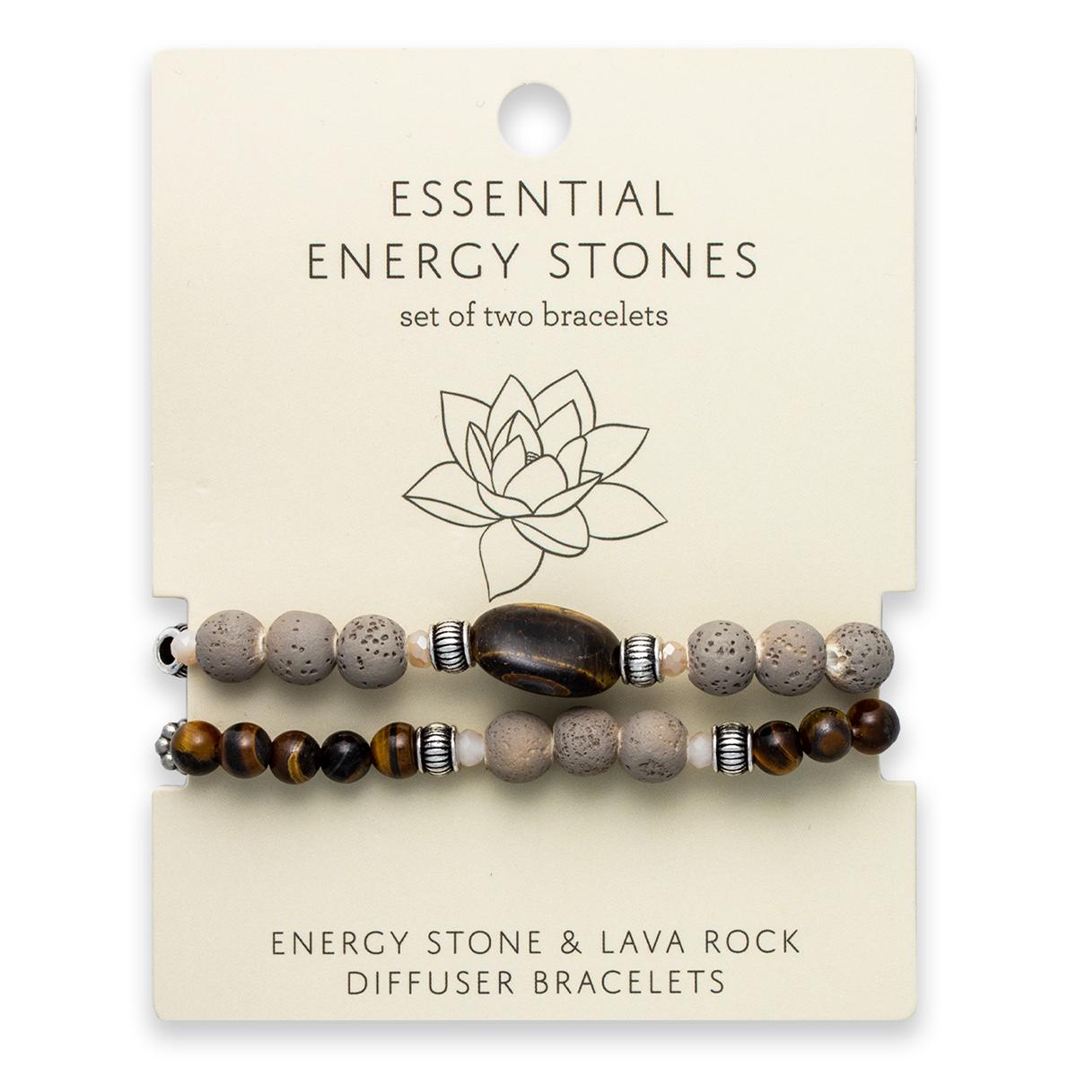 Tiger Eye & Ivory Lava Beaded 2pc. Stretch Bracelet Set