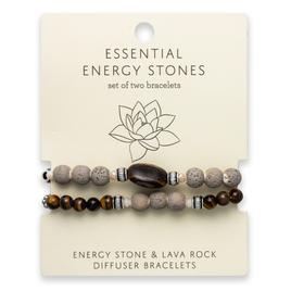 Tiger Eye & Ivory Lava Beaded 2pc. Stretch Bracelet Set