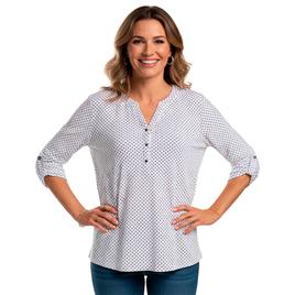 Womens Emily Daniels 3/4 Sleeve Dot Button Front Blouse