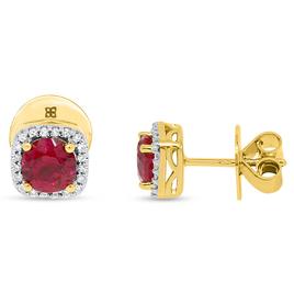 Gemstone Classics(tm) Created Ruby & Lab Grown Diamond Earrings