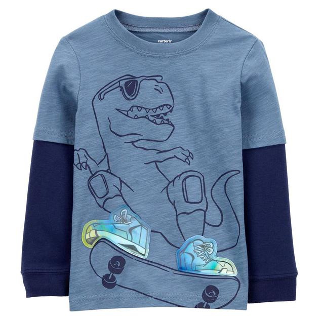 Toddler Boy Carter's® T-Rex Skateboarding Color Shift Tee
