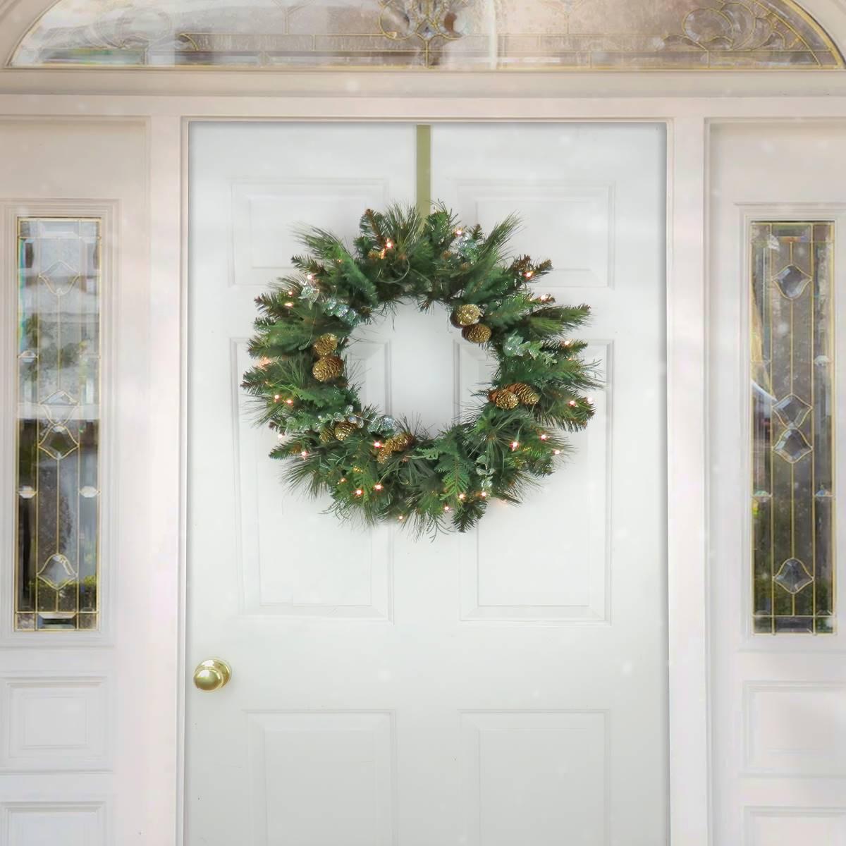 National Tree 24in. North Conway Wreath w/ 50 Clear Lights
