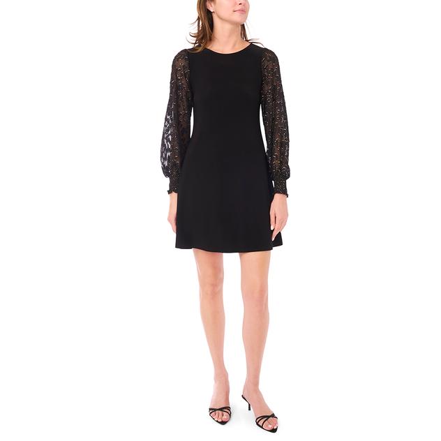 Womens MSK Long Sleeve Cheetah Sleeve Shift Dress