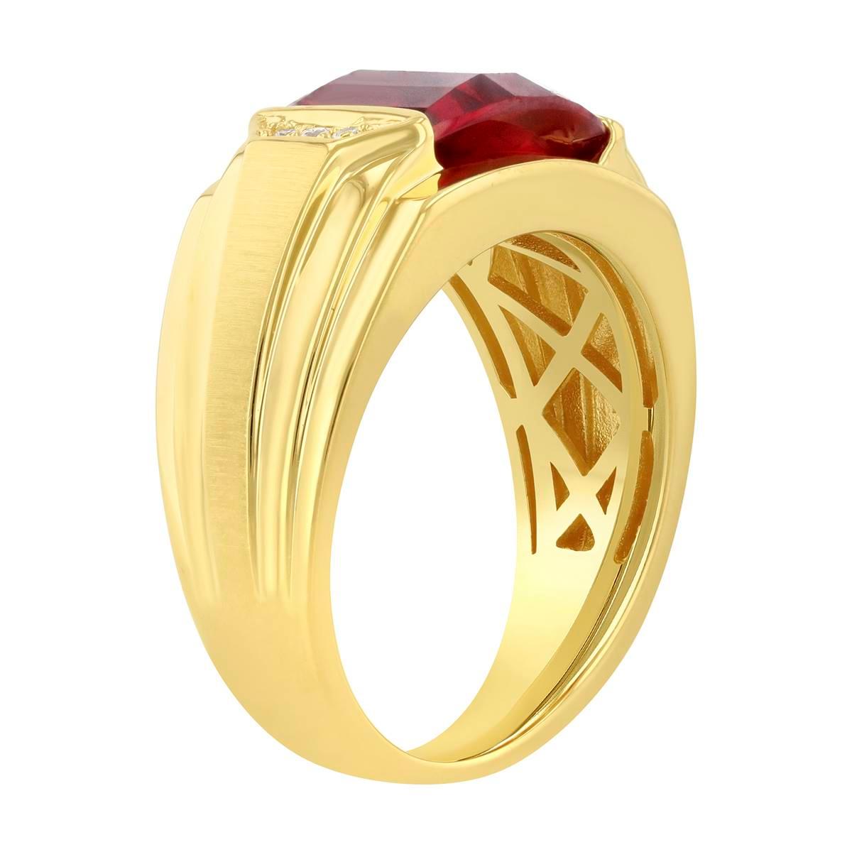 Gentlemen''s Classics™ 14kt. Gold Plated Created Ruby & CZ Ring