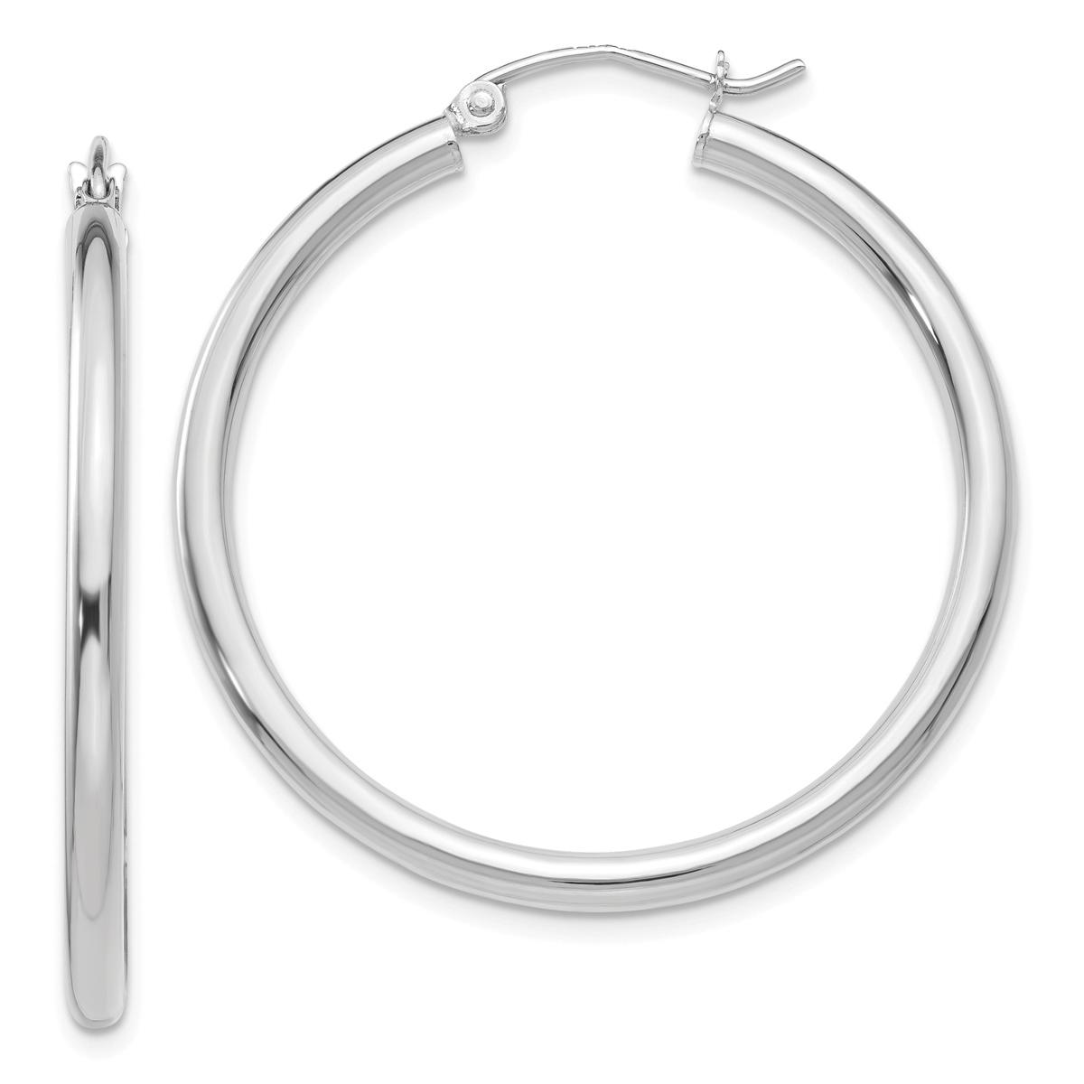 Gold Classics(tm) 14kt. White Gold 2.5mm Hoop Earrings
