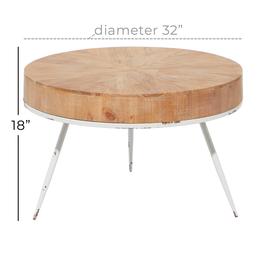 9th & Pike® Natural Wood And Iron Modern Coffee Table