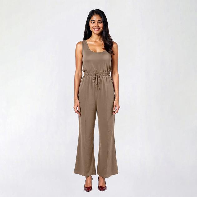 Juniors No Comment French Terry Elastic Waist Jumpsuit