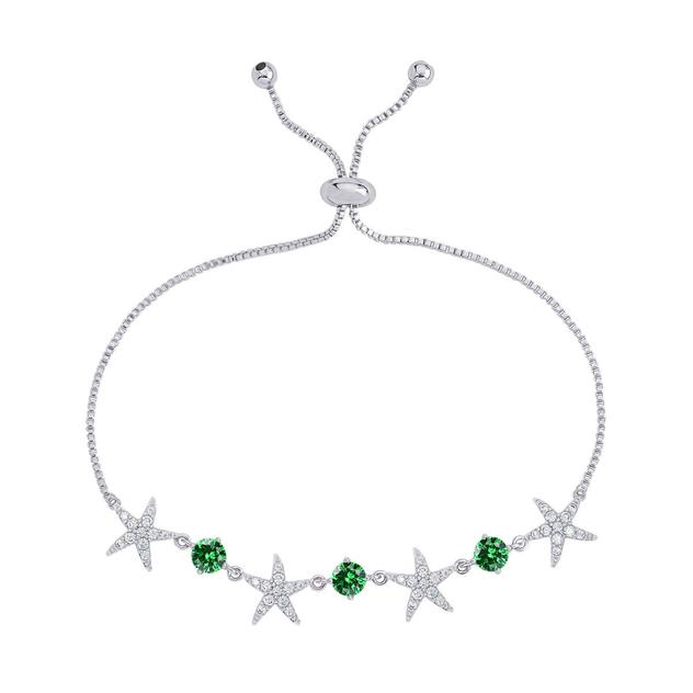 Gianni Argento Starfish Adjustable Bracelet - Silver/Emerald