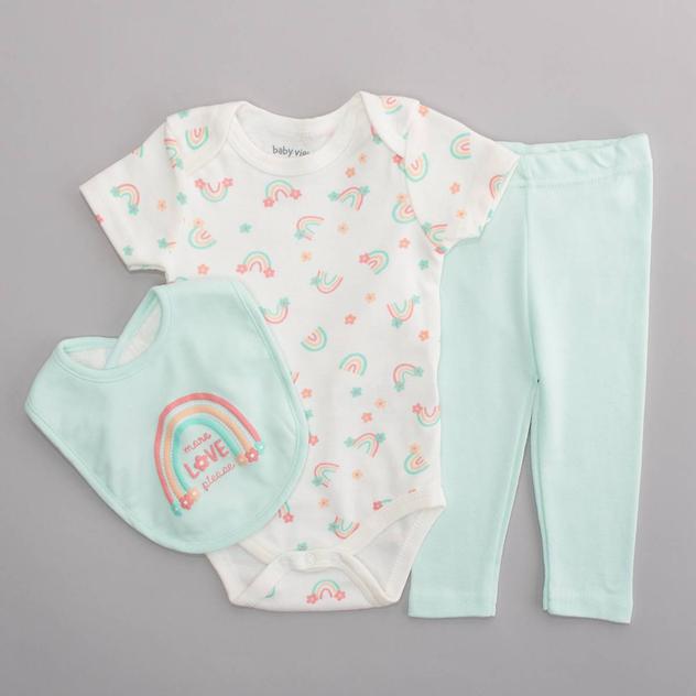 Baby Girl (NB-9M) baby views® 3pc. More Love Rainbow Bodysuit Set