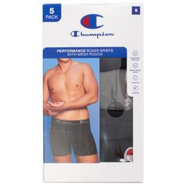 Mens Champion® 5pk. Performance Boxer Briefs - Black/Grey