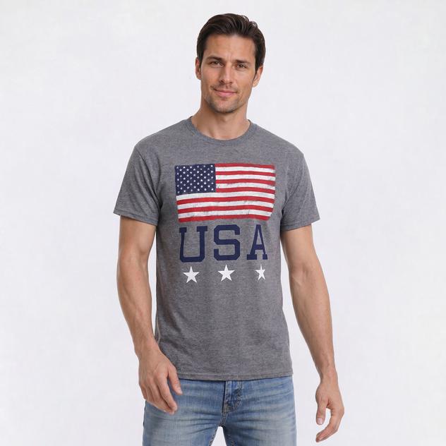 Mens Home of the Brave Halftone USA Graphic Tee