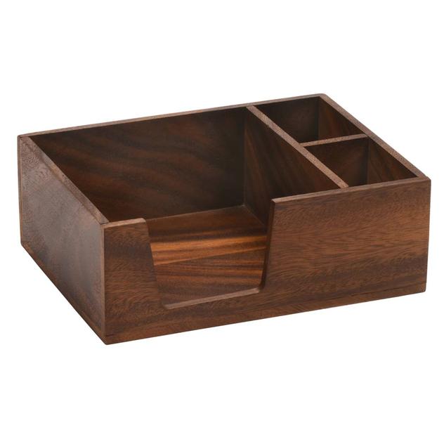 Kalmar Home Acacia Wood Flatware & Napkin Holder