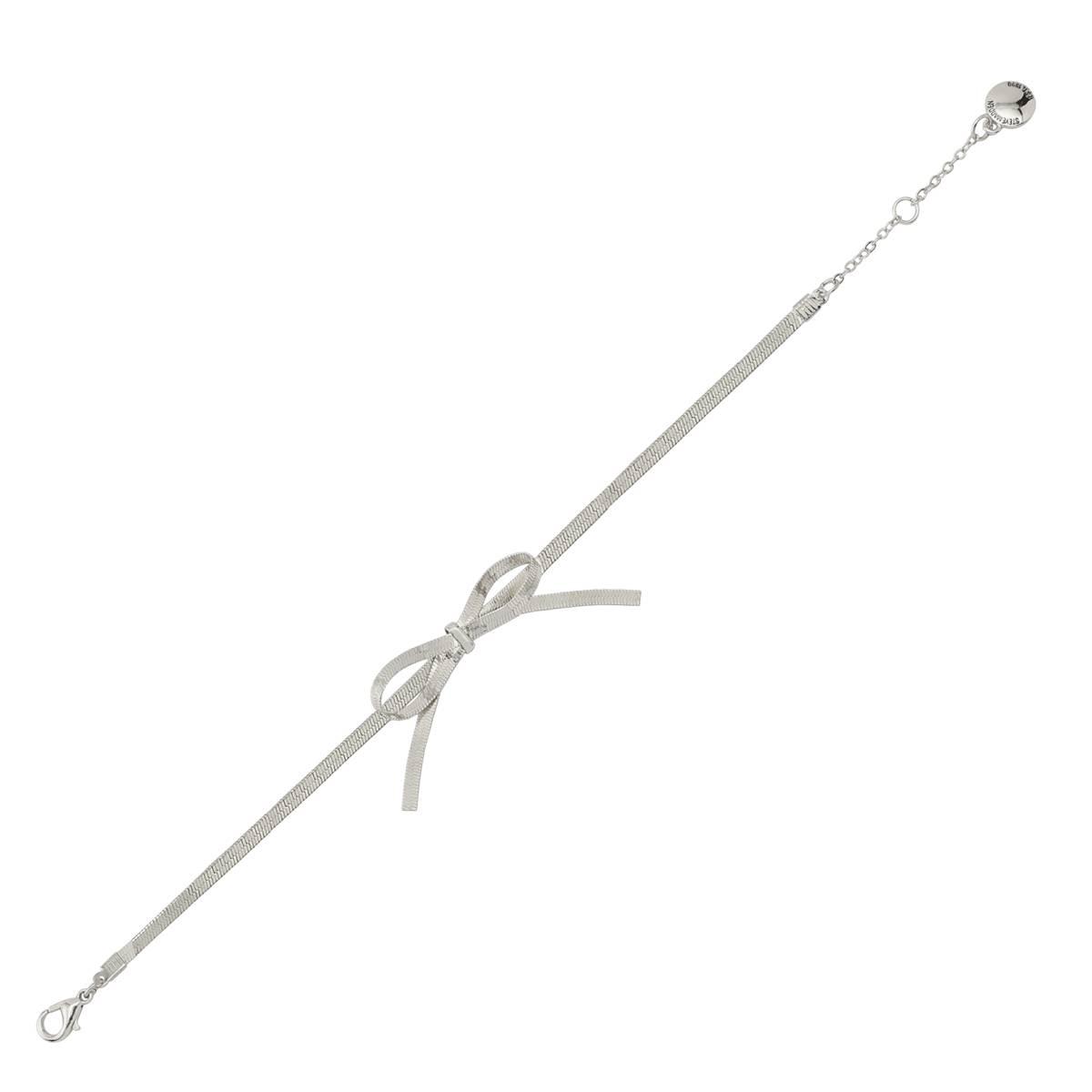 Steve Madden Silver-Tone Bow Chain Strand Bracelet