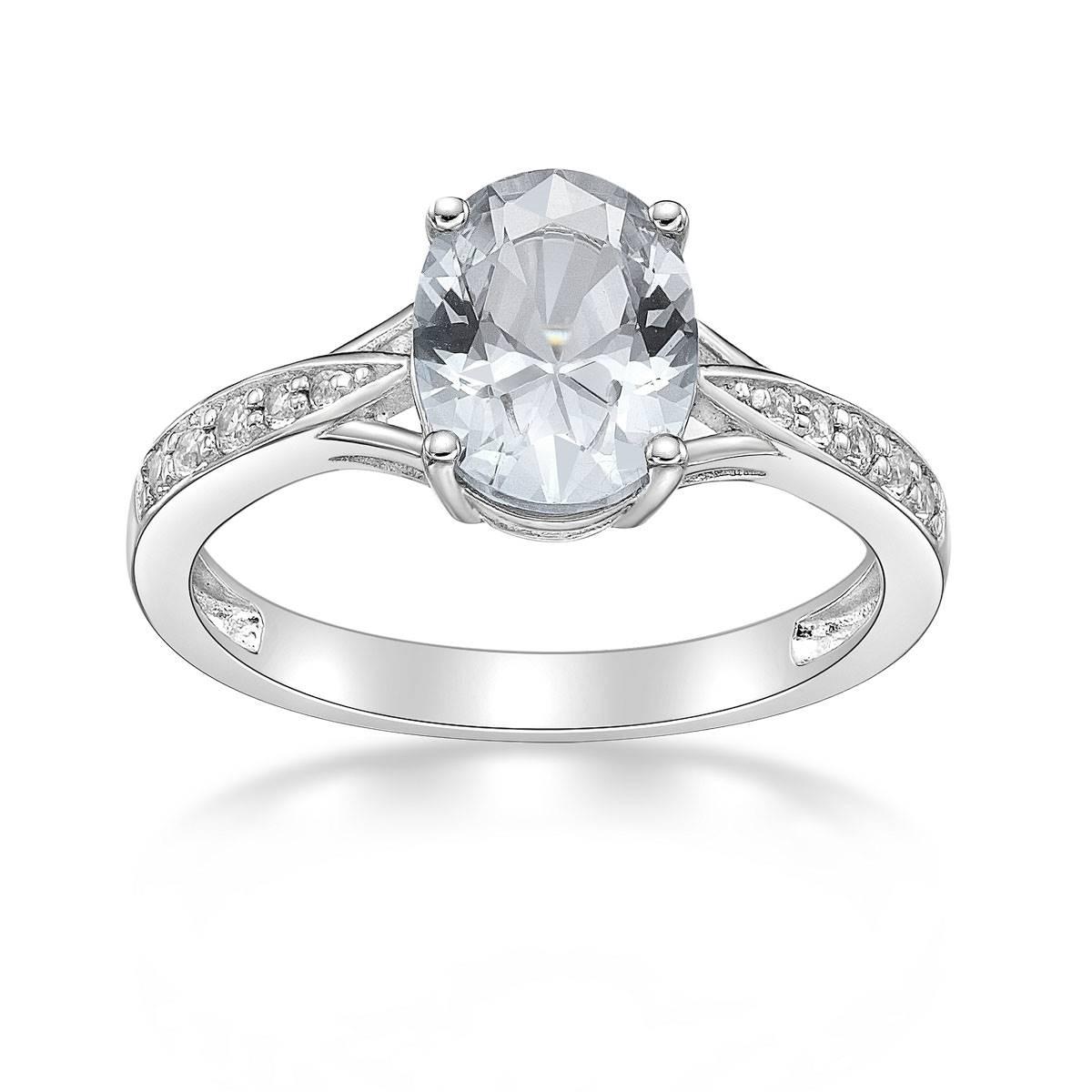 Sterling Silver Ring w/ White Topaz Gemstones