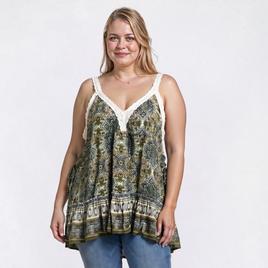 Juniors Plus Angie Lace Trim Tank Top