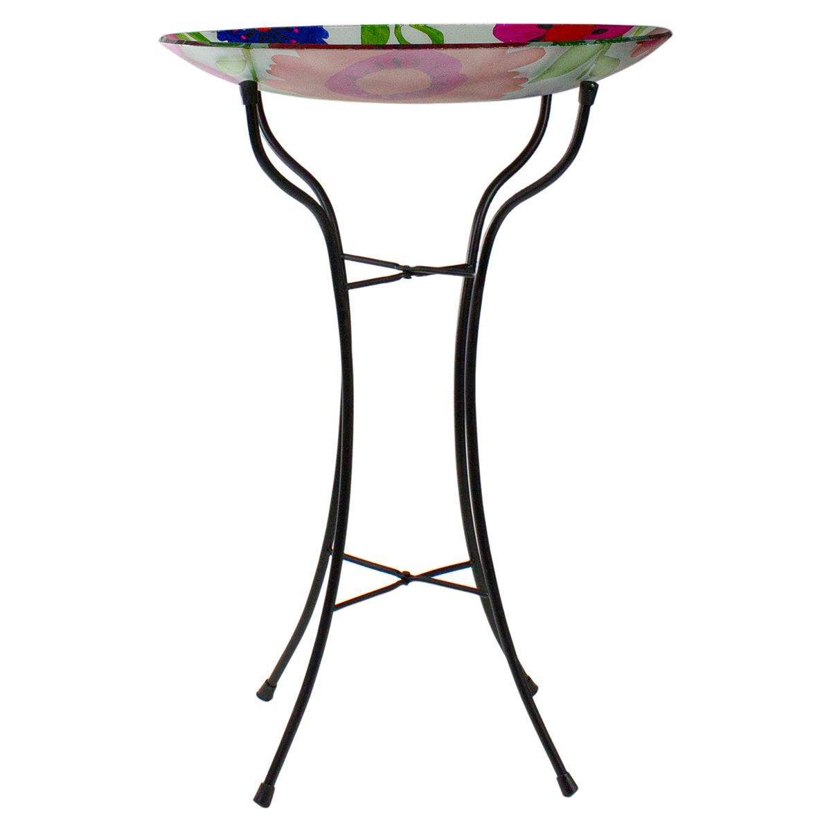 Northlight Seasonal 18in. Summer Flowers Painted Glass Bird Bath