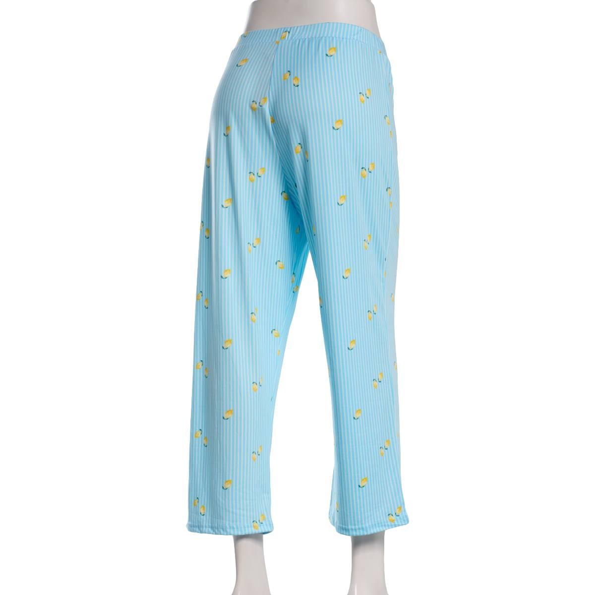 Womens Charmour Lemon Stripe Pajama Capri Pants