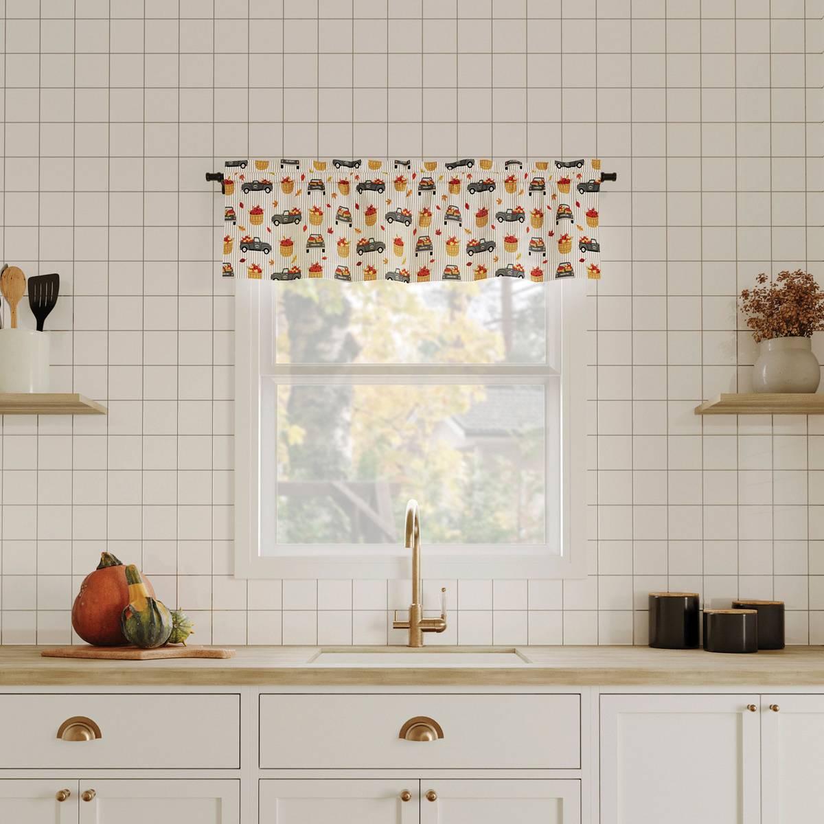 Farmers Market Fall Truck Print Valance