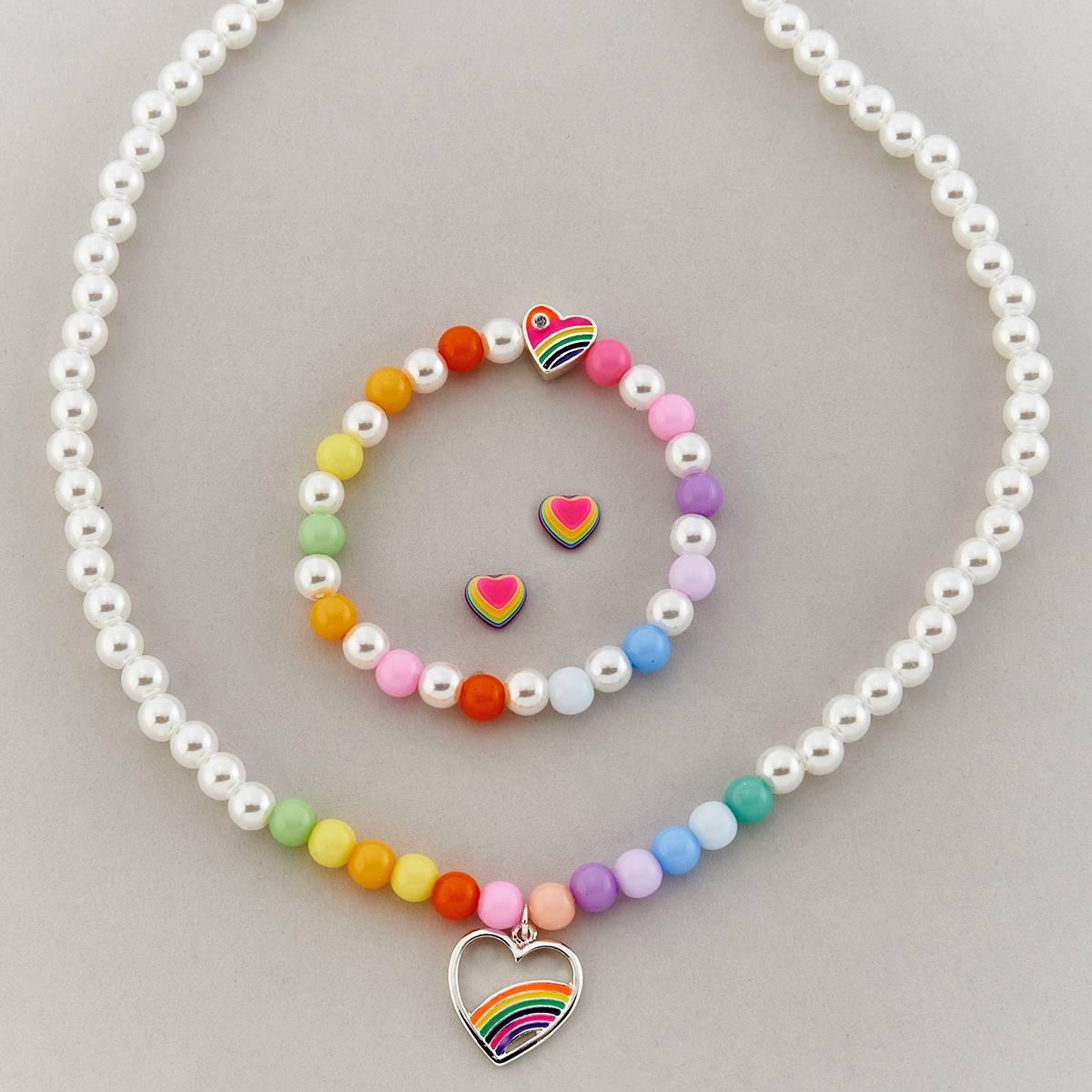 Kids Lil'' Ashley Pearl Pastel Necklace/Bracelet/Heart Earrings