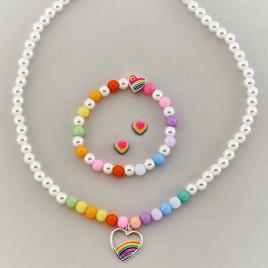 Kids Lil'' Ashley Pearl Pastel Necklace/Bracelet/Heart Earrings