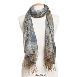 Womens Lurex Paisley Jacquard Pashmina Style Scarf