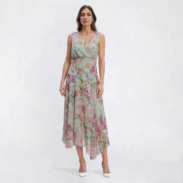 Womens Connected Apparel Sleeveless Floral Midi Dress