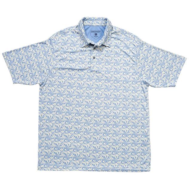 Mens Big & Tall Architect® Short Sleeve Floral Polo - Blue Fog