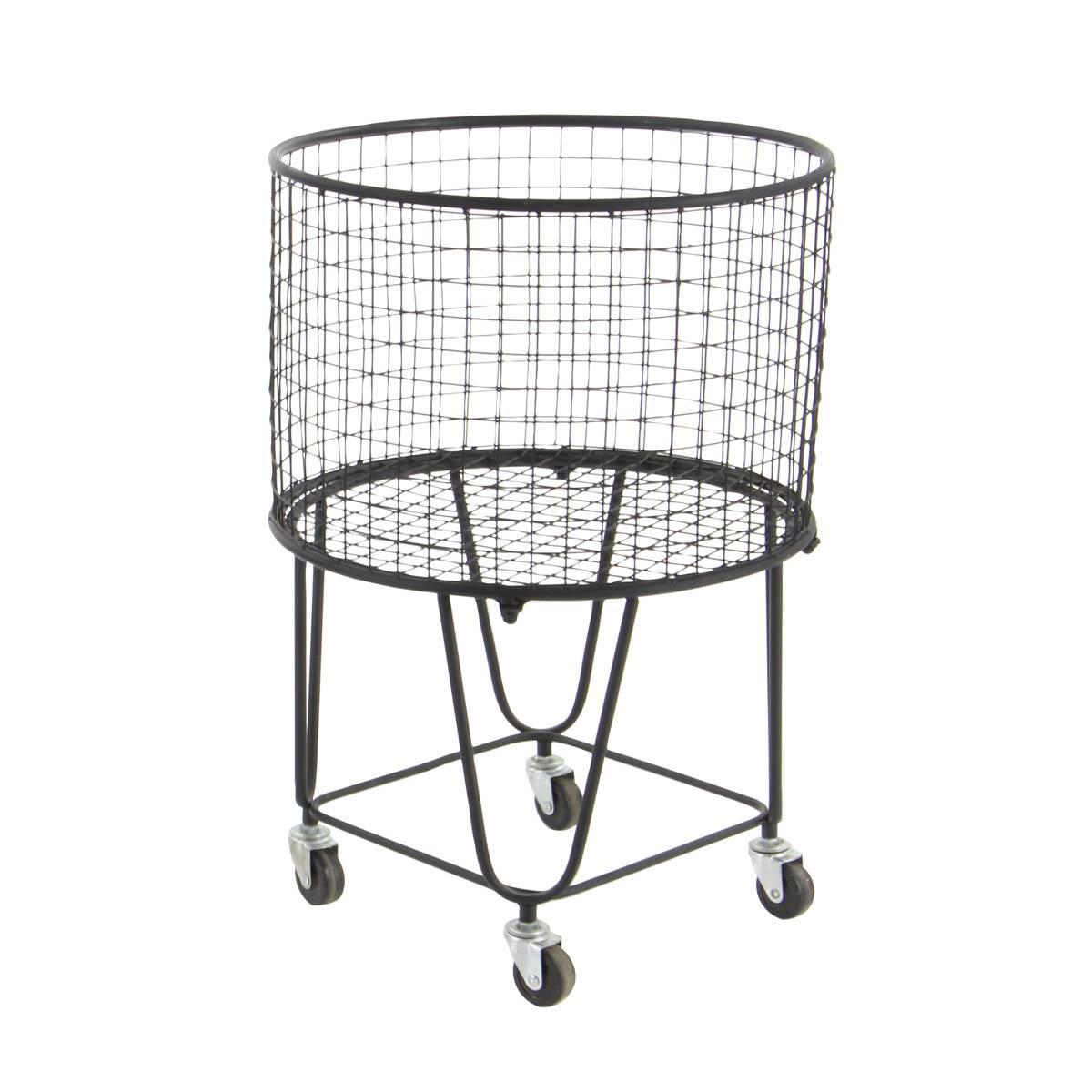 CosmoLiving by Cosmopolitan Black Industrial Metal Laundry Cart