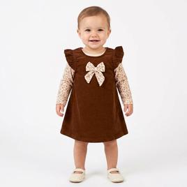 Baby Girl (12-18M) Rene Rofe(R) Bow & Leopard Corduroy Jumper Dress