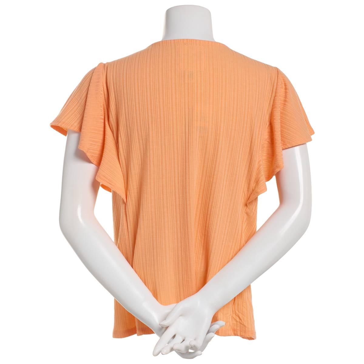 Womens New York Laundry Multi Rib Sleeveless Tee - Melon Coral