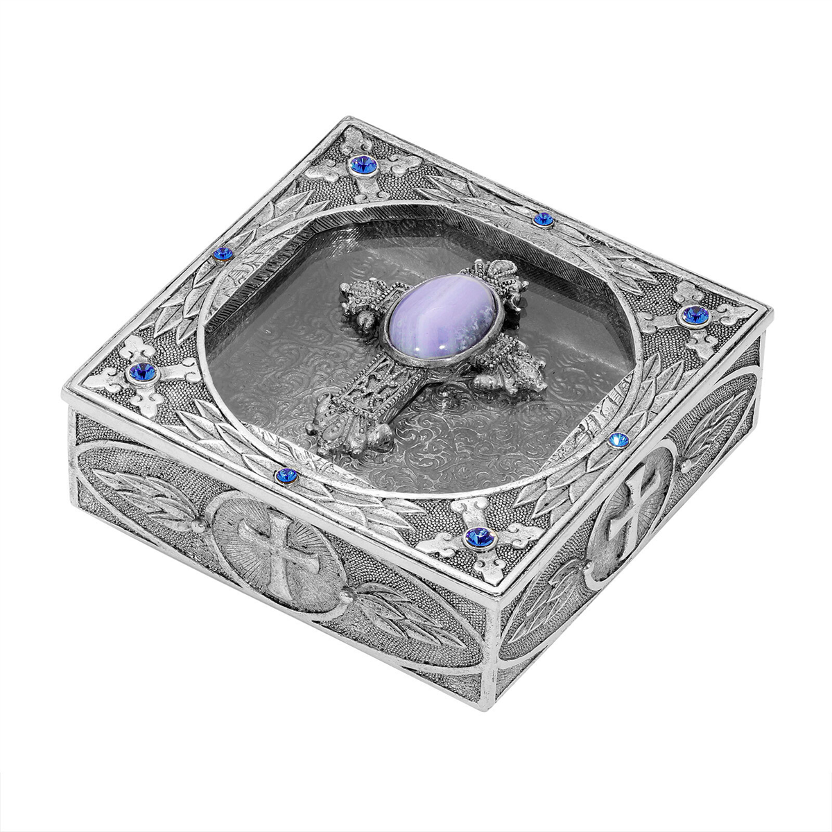 Symbols of Faith Pewter Semi-Precious Rosary Box
