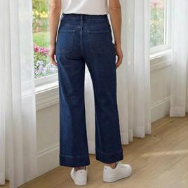 Womens Draper James Double Button Wide Leg Crop Denim Pants