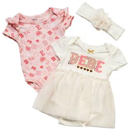 Baby Girl (NB-9M) Bebe 2pk. Short Sleeve Dot & Heart Bodysuit Set