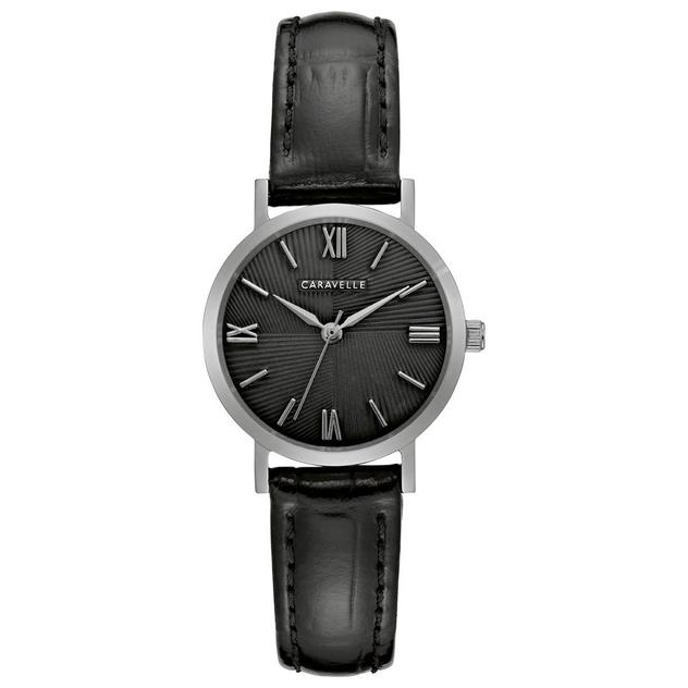 Womens Caravelle Black Dial Leather Strap Watch - 43L217