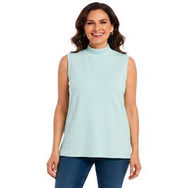 Womens Hasting & Smith Sleeveless Solid Mock Neck Tee